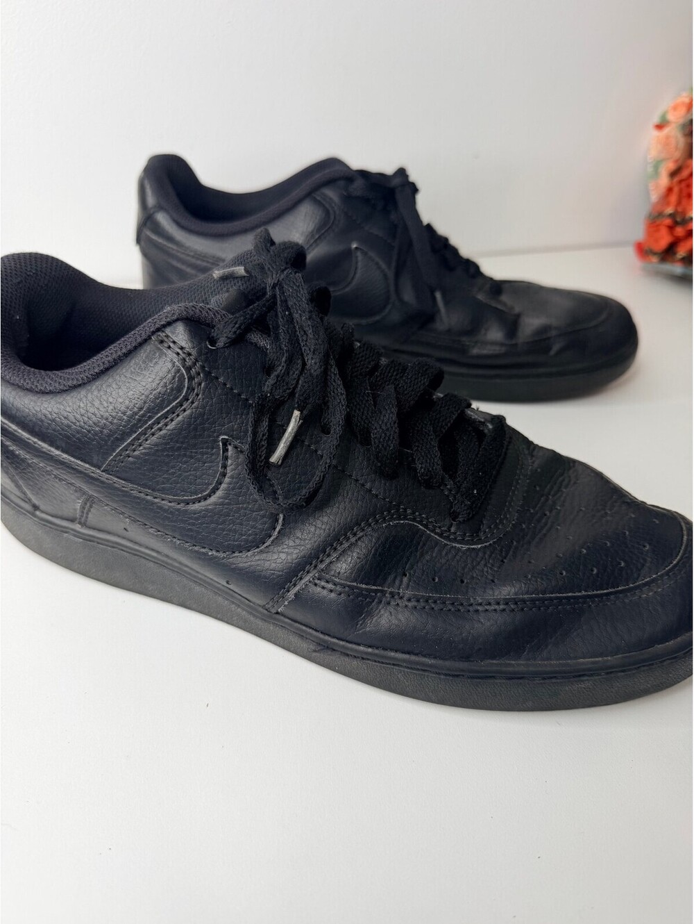 Nike Court Vision Low black leather sneakers mens size 10.5